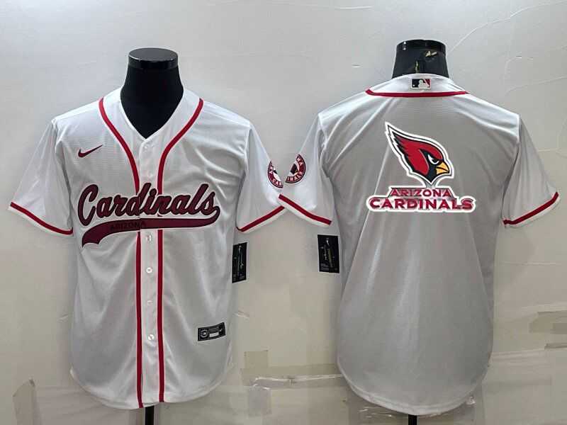 Men%27s Arizona Cardinals White Team Big Logo With Patch Cool Base Stitched Baseball Jersey->arizona cardinals->NFL Jersey